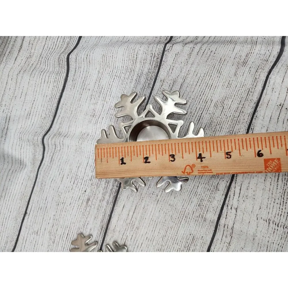 Crate & Barrel Snowflake Votive Candle Holders Chrome Silver Set of 2